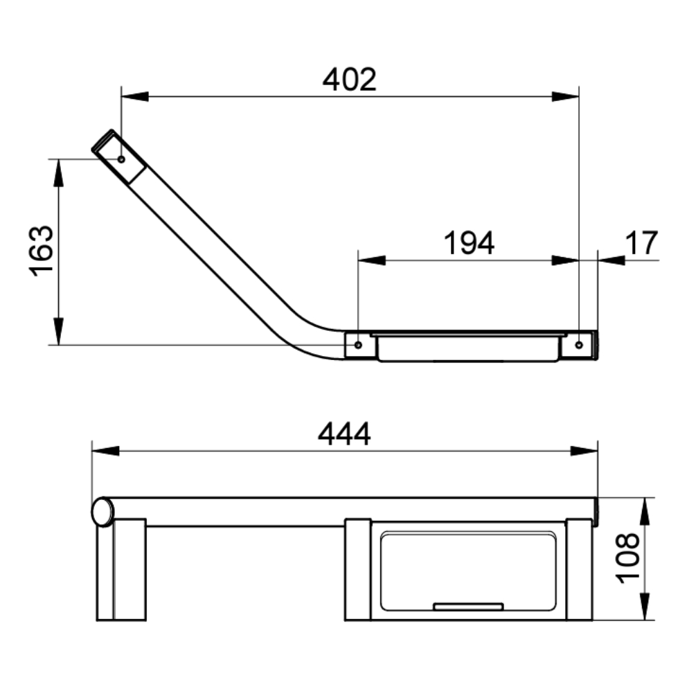 Keuco Plan Angled Grab Rail With Soap Dish Sanctuary Bathrooms