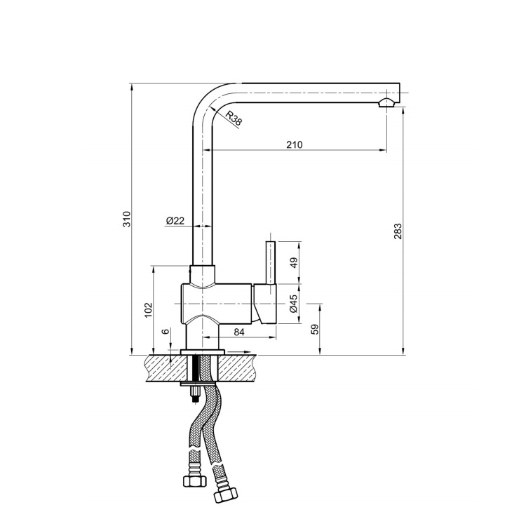 JTP Chelsea Monobloc Kitchen Sink Mixer C182 Sanctuary Bathrooms