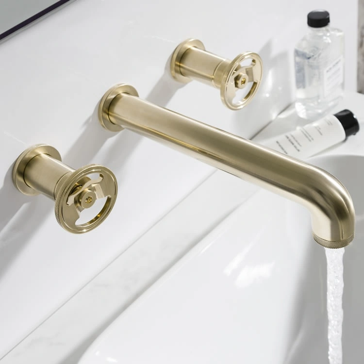 Crosswater Union Brushed Brass Wall Mounted 3 Hole Basin Set ...