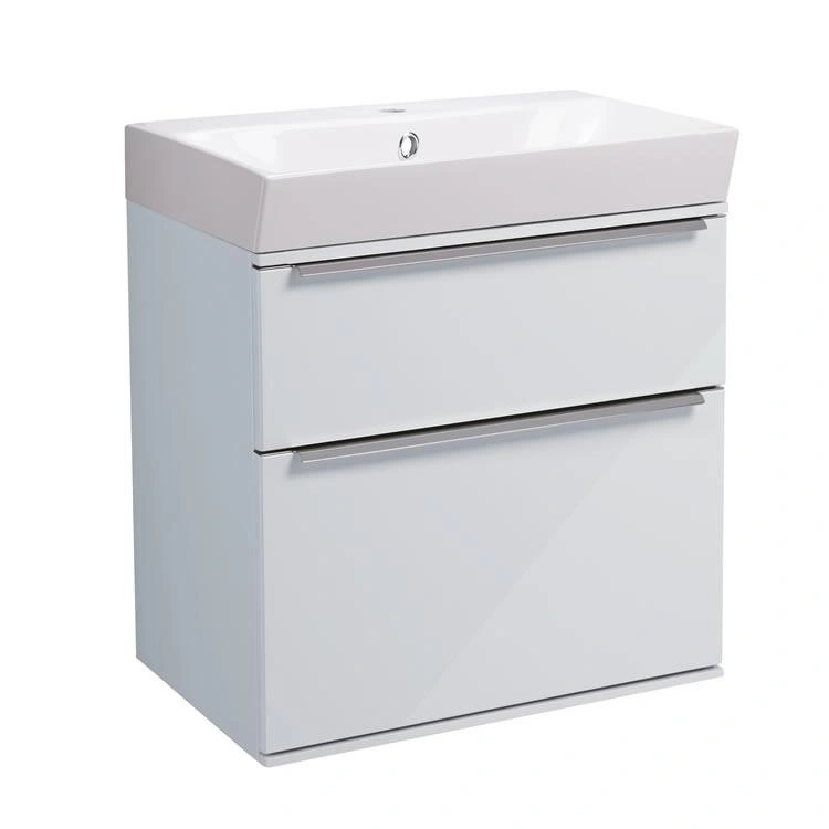 Roper Rhodes Scheme 500mm Gloss Light Grey Wall Mounted Vanity Unit and ...