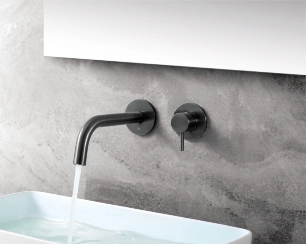 image of brushed black wall mounted tap