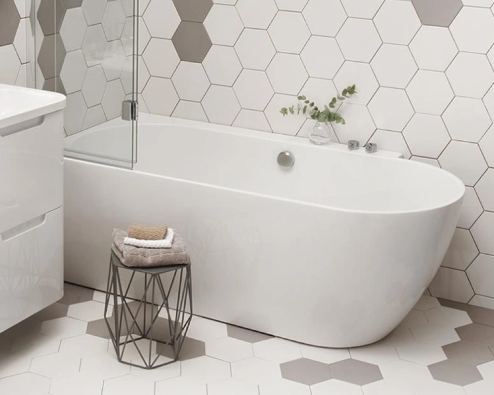 image of a freestanding shower bath - waters ebb