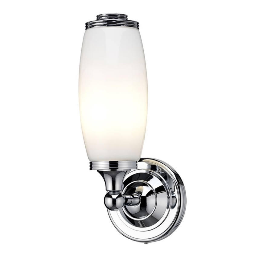 Burlington Round Light With Gold Base & Tube Frosted Glass Shade - Light On