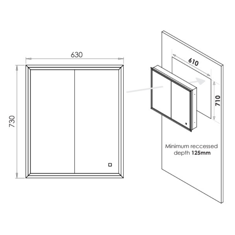 HIB Vanquish 600mm LED Recessed Mirror Cabinet | Sanctuary Bathrooms