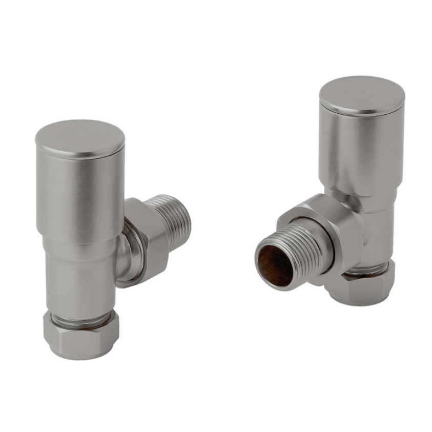 JTP Brushed Stainless Steel Angled Radiator Valves