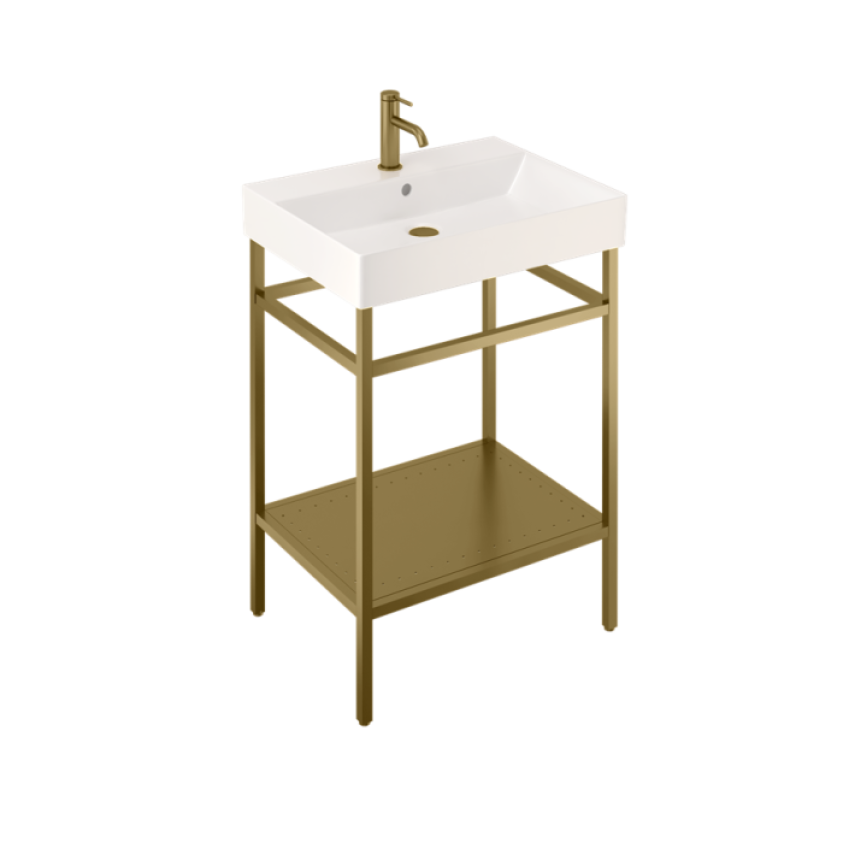 product cut out image of Britton Shoreditch Brushed Brass washstand with 1 tap hole basin FRAME101