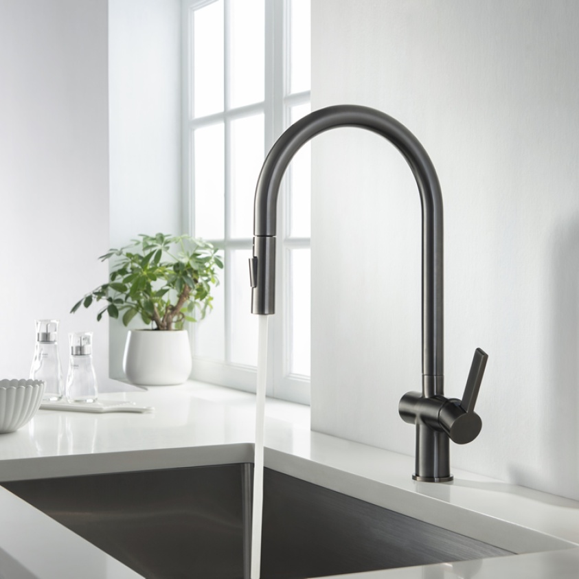 JTP  Vos Brushed Black Single Lever Kitchen Basin Mixer - Image 1