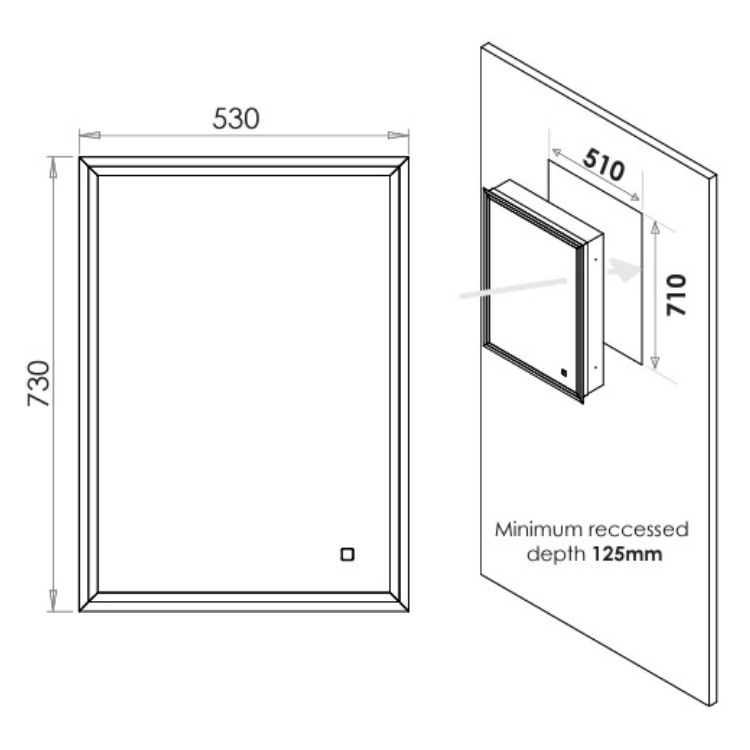 HIB Vanquish 500mm LED Recessed Mirror Cabinet | Sanctuary Bathrooms