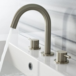 image of a crosswater 3 hole basin tap in brushed stainless steel