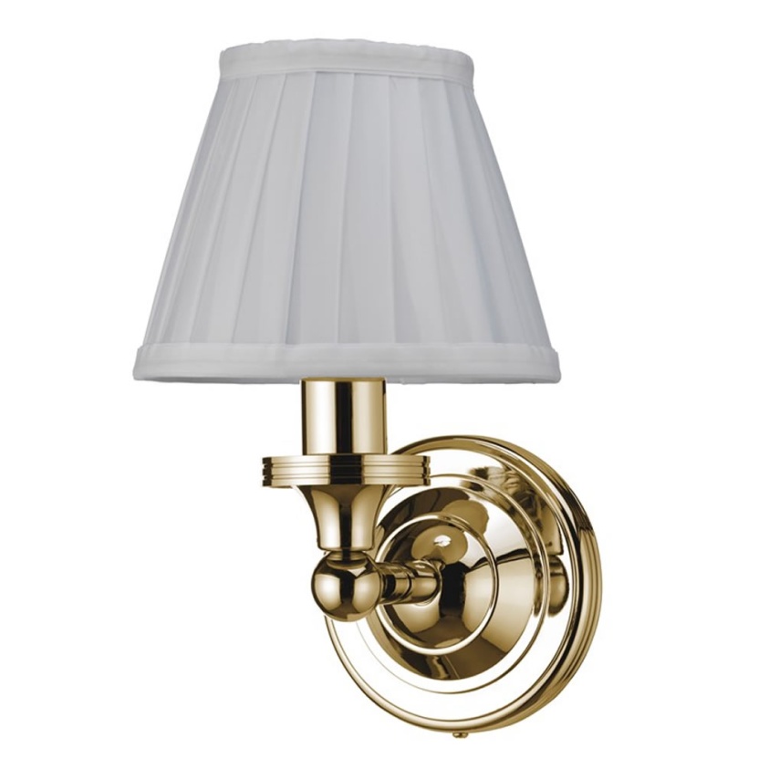 Burlington Round Light With Gold Base & White Pleated Shade