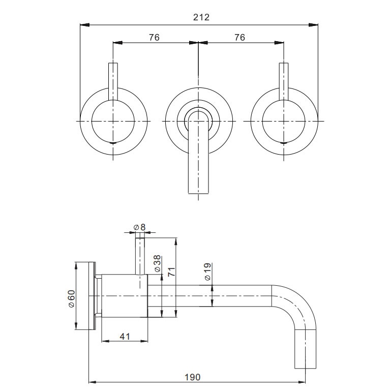 Crosswater MPRO Slate Wall Mounted Basin 3 Hole Set - PRO130WNT ...