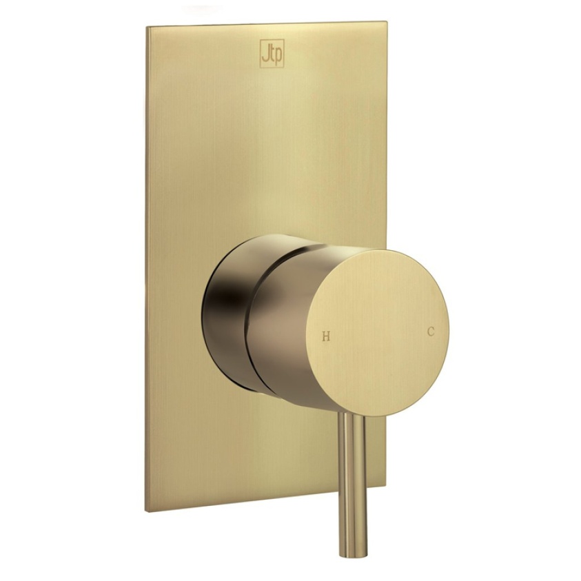 Product Cut out image of the JTP Vos Brushed Brass Single Lever Manual Shower Valve