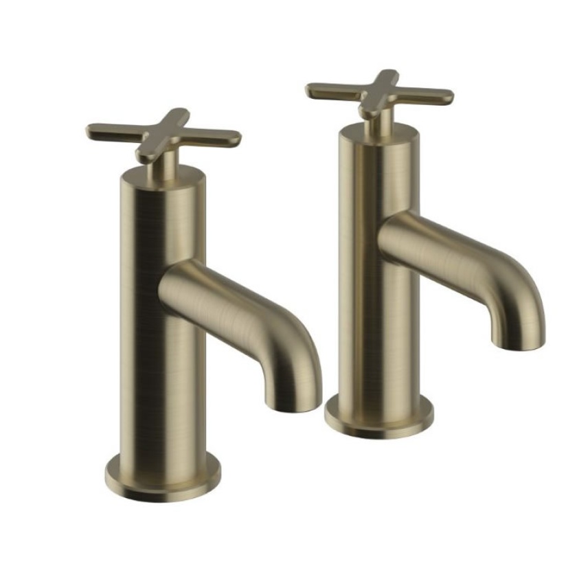 Heritage Salcombe Brushed Brass Bath Pillar Taps