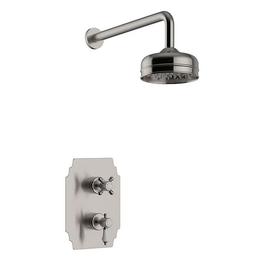 Heritage Glastonbury Brushed Nickel Recessed Shower with Premium Fixed Head Kit