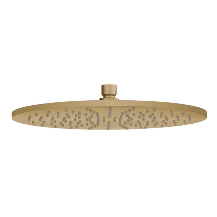 Product Cut out image of the Crosswater 3ONE6 316 Brushed Brass 300mm Round Shower Head