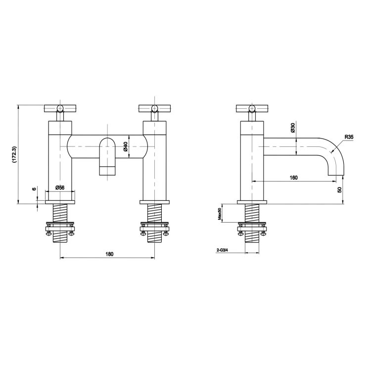 JTP Solex Chrome Deck Mounted Bath Filler - 66223 | Sanctuary Bathrooms