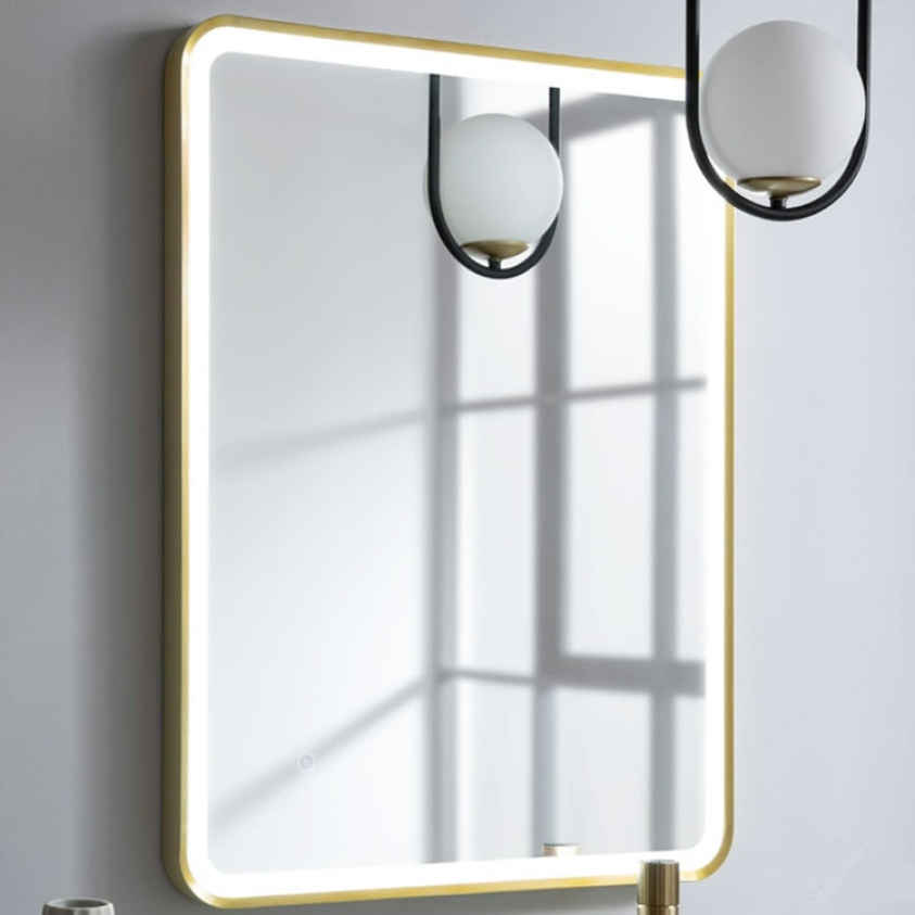 Lifestyle image of JTP Hix Brushed Brass LED Bathroom Mirror