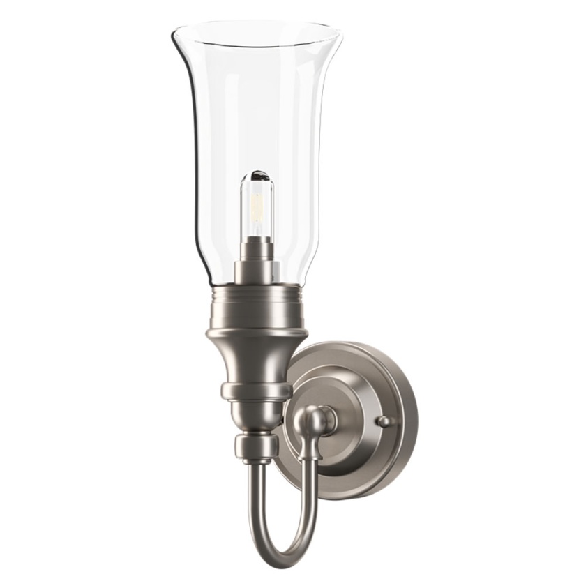 Burlington Ornate Light with Brushed Nickel Base & Vase Clear Glass Shade