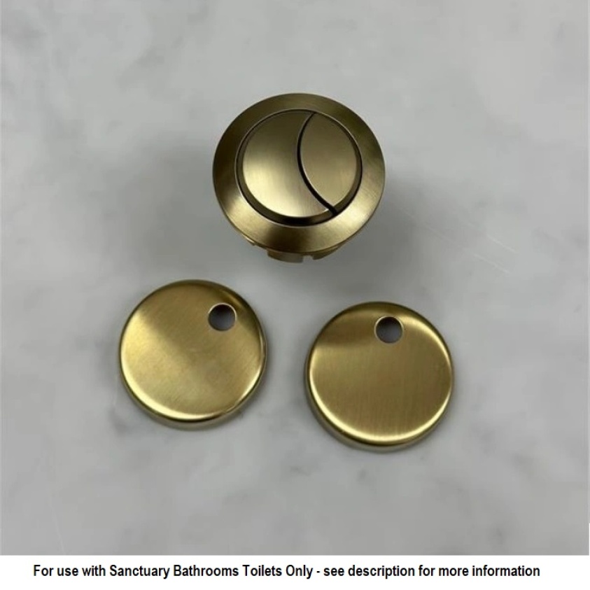 Close up product image of Apex Brushed Brass Push Button and Toilet Seat Cover Caps Set AP.037BB