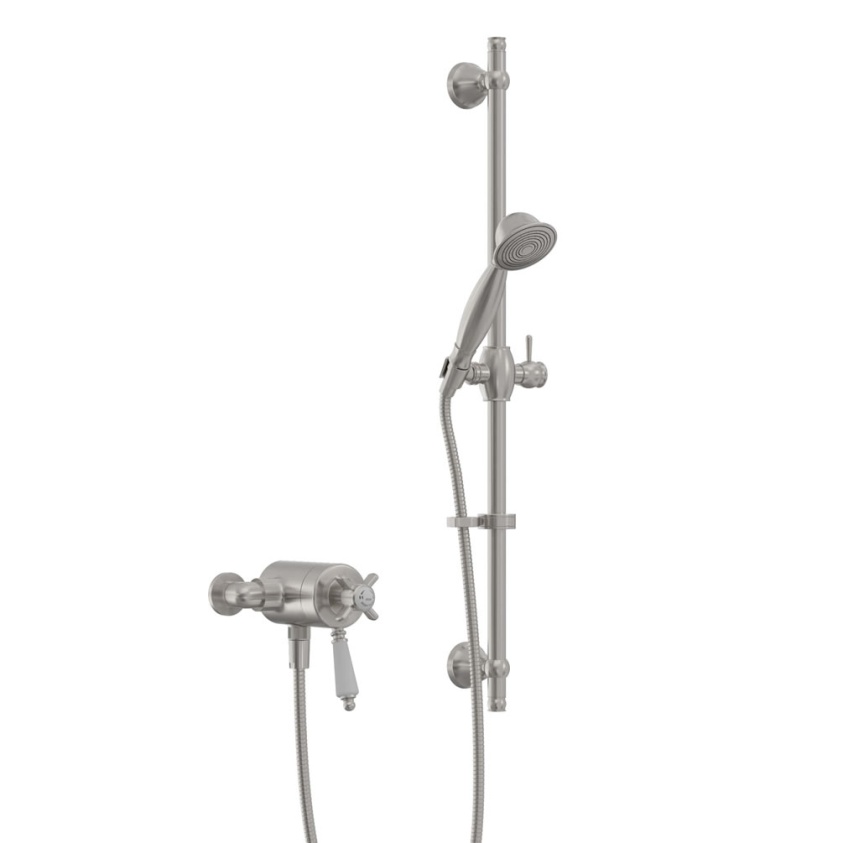 Heritage Dawlish Brushed Nickel Exposed Shower Kit with Flexible Riser Kit