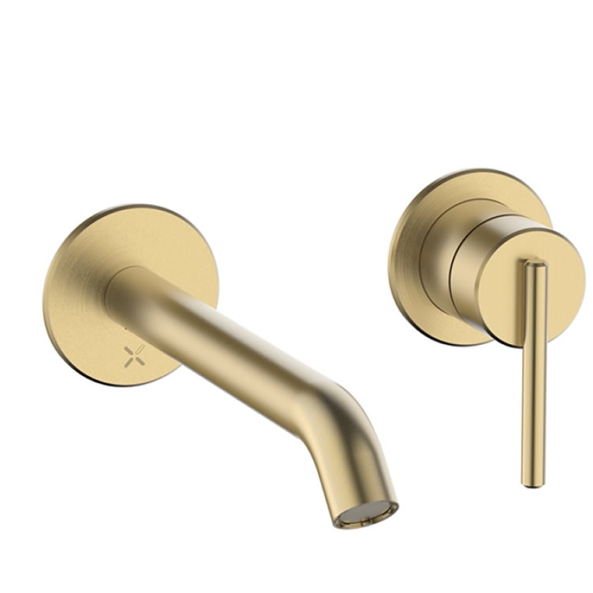 Crosswater 3ONE6 Lever Brushed Brass Wall Mounted Basin 2 Hole Set