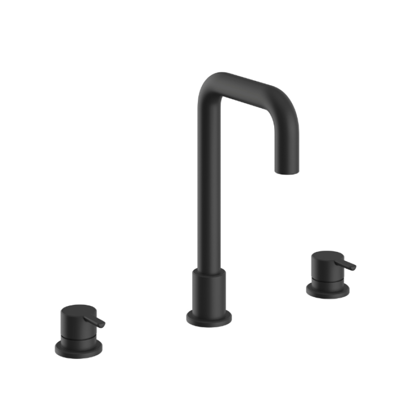 Heritage Dartmouth Matt Black 3 Tap Hole Basin Mixer