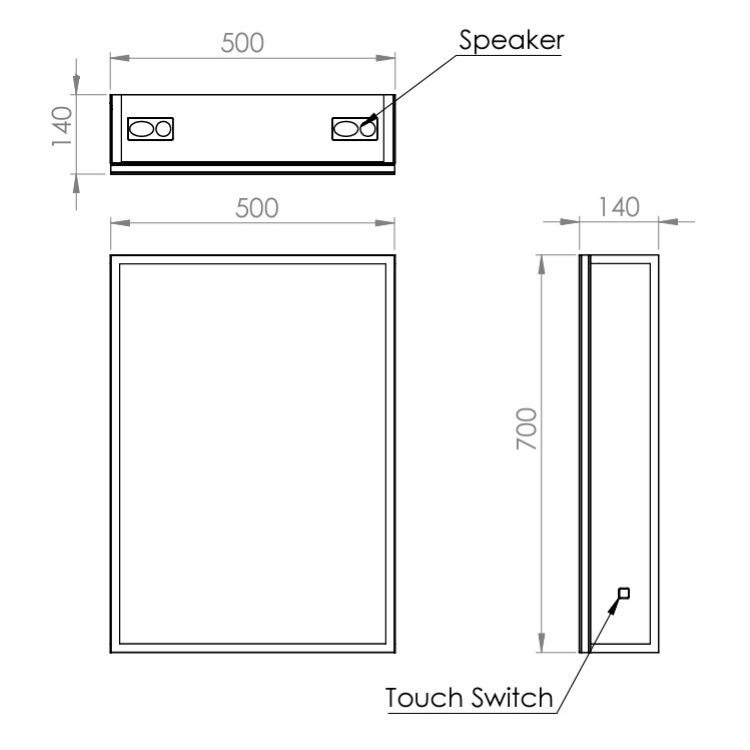 HIB Sound 500mm Bluetooth LED Mirror Cabinet | Sanctuary Bathrooms