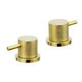 Product Cut out image of the JTP Vos Brushed Brass Panel Valves with Designer Knurled Handles