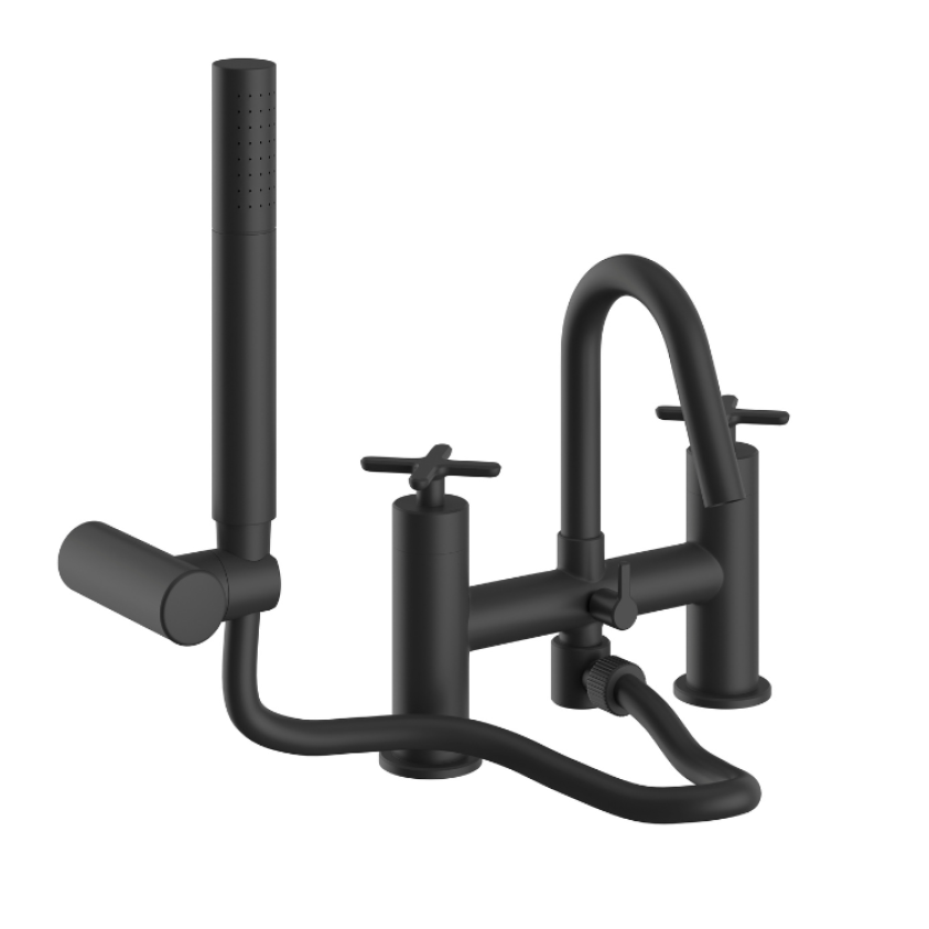 Heritage Salcombe Matt Black Bath Shower Mixer