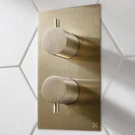 image of a crosswater concealed shower valve in brushed brass