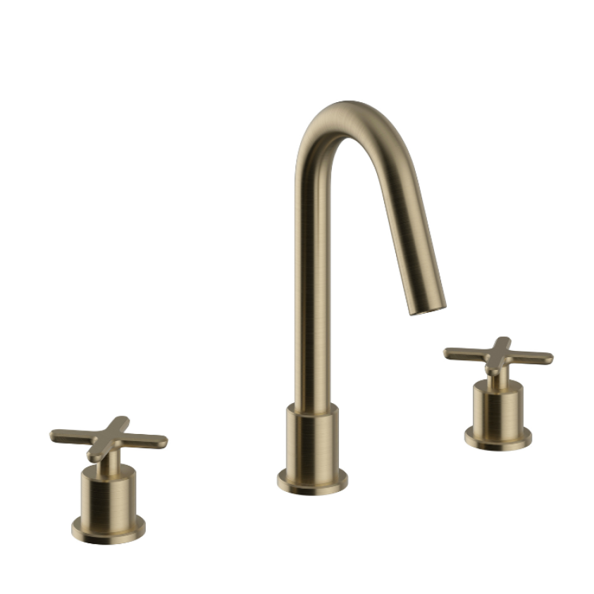 Heritage Salcombe Brushed Brass 3 Tap Hole Basin Mixer