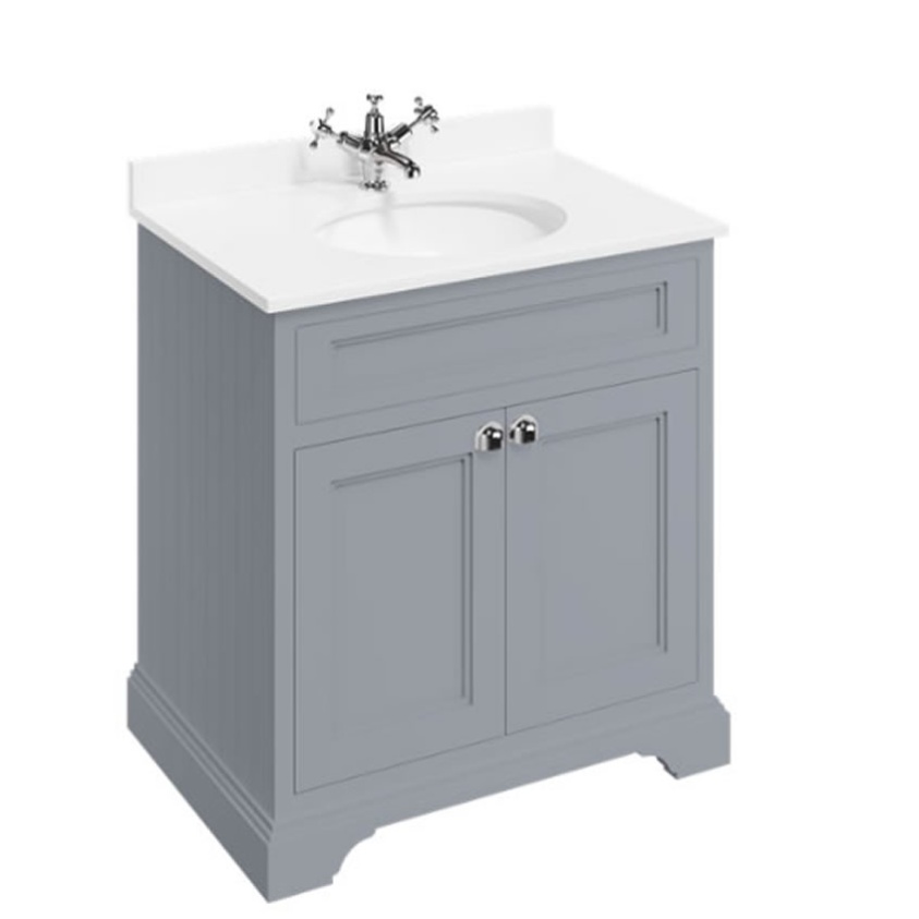 Burlington Minerva 750mm White Worktop & Classic Grey Freestanding Vanity Unit