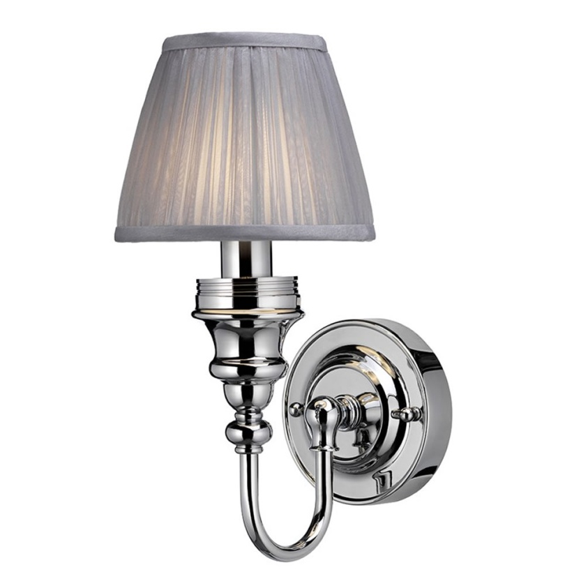 Burlington Ornate Chrome Light with Chiffon Silver Shade - Light On