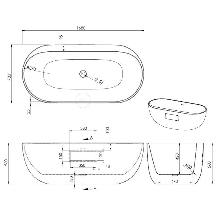 Tissino Tanaro Freestanding Bath with Ledge | Sanctuary Bathrooms