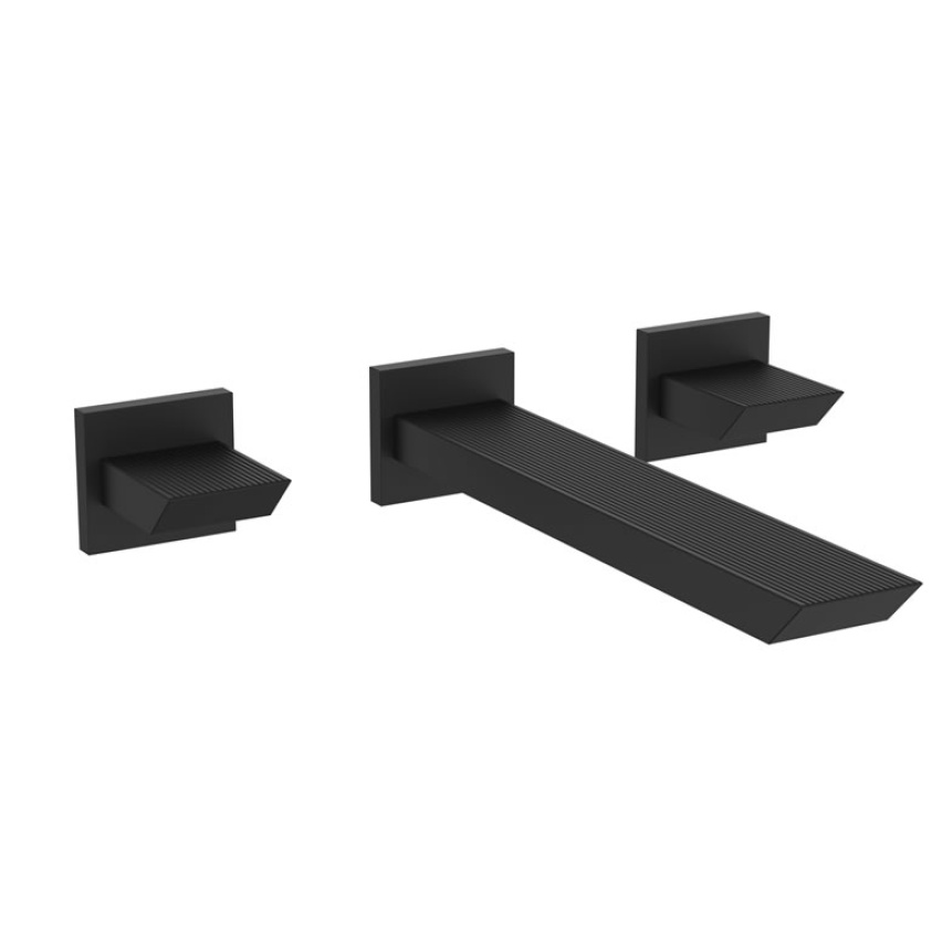 Crosswater Limit Matt Black Wall Mounted Basin 3 Hole Set