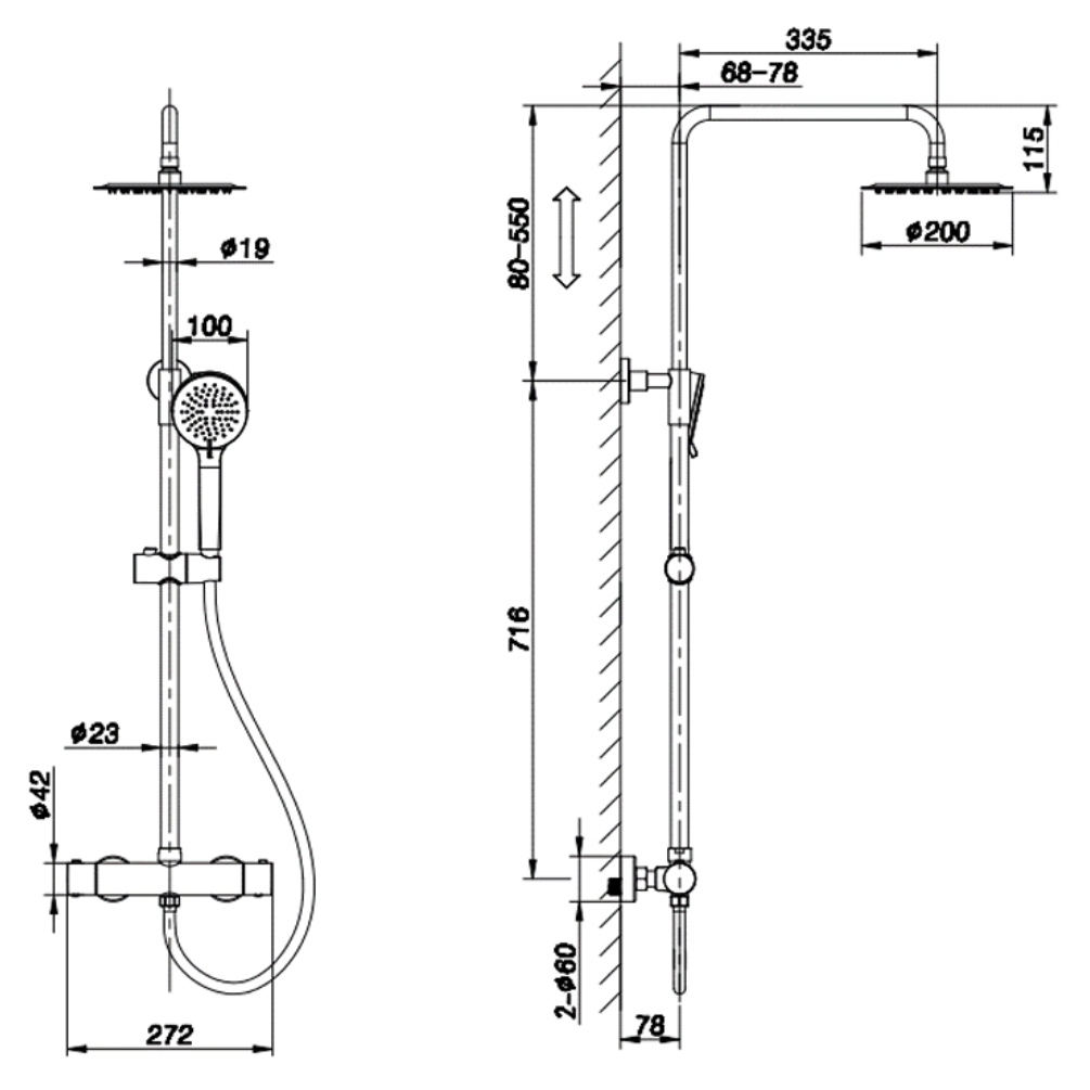 Abacus Iso Chrome Exposed Shower Mixer | Sanctuary Bathrooms