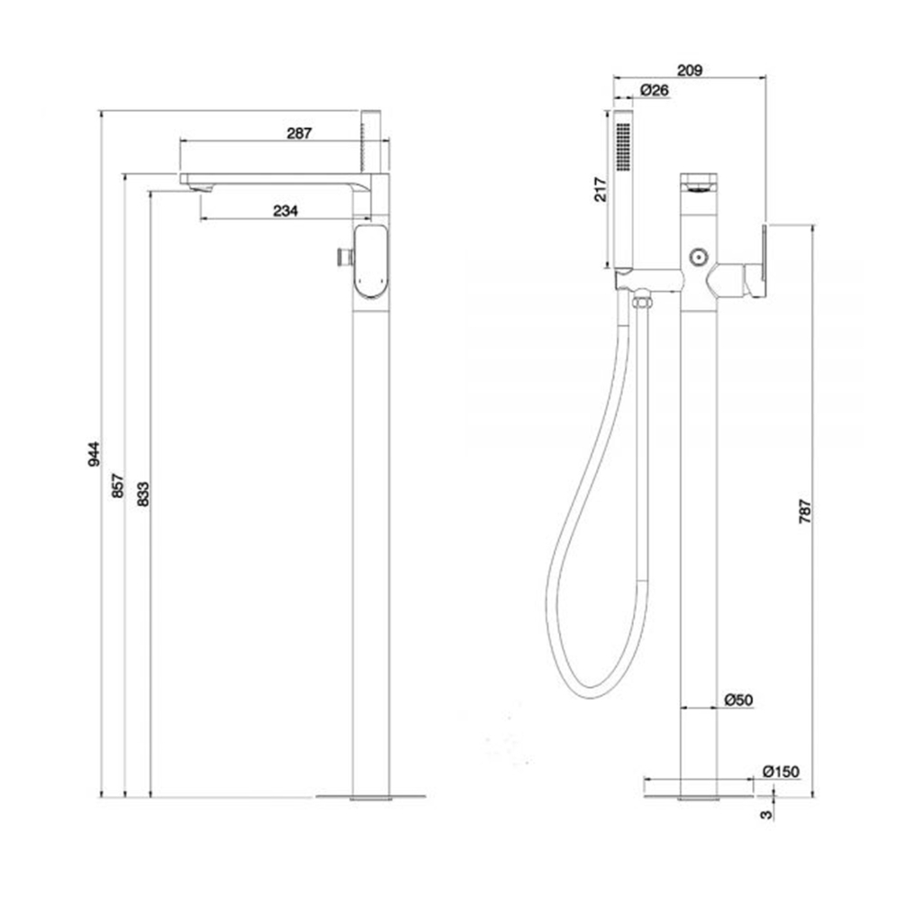 Abacus Edge Chrome Freestanding Bath Shower Mixer Sanctuary