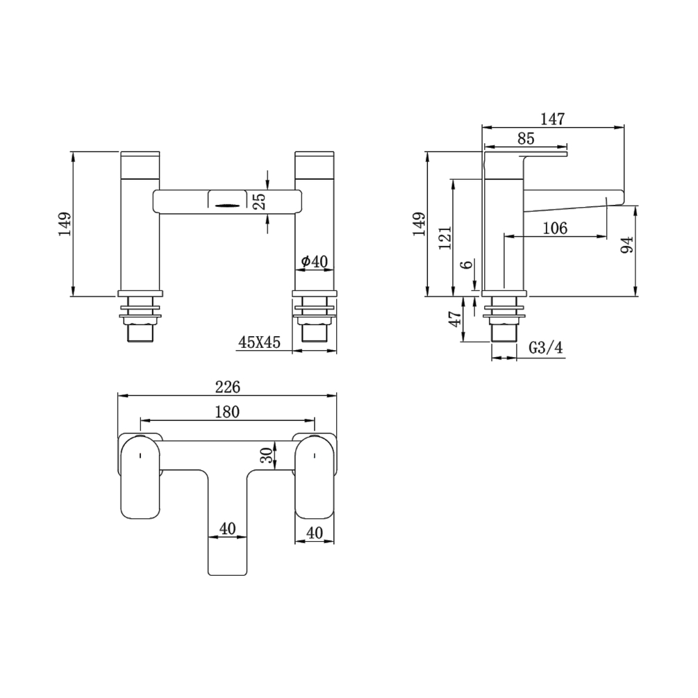 Abacus Edge Chrome Deck Mounted Bath Filler Sanctuary Bathrooms