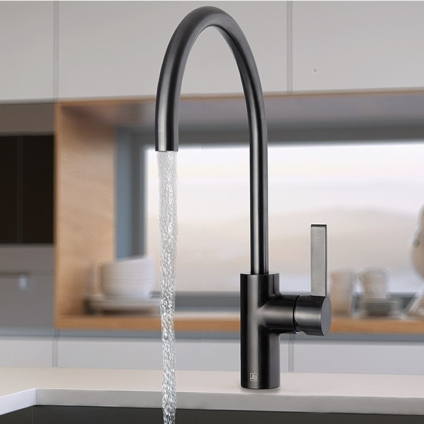 JTP Vos Brushed Black Single Lever Kitchen Sink Mixer - Image 1