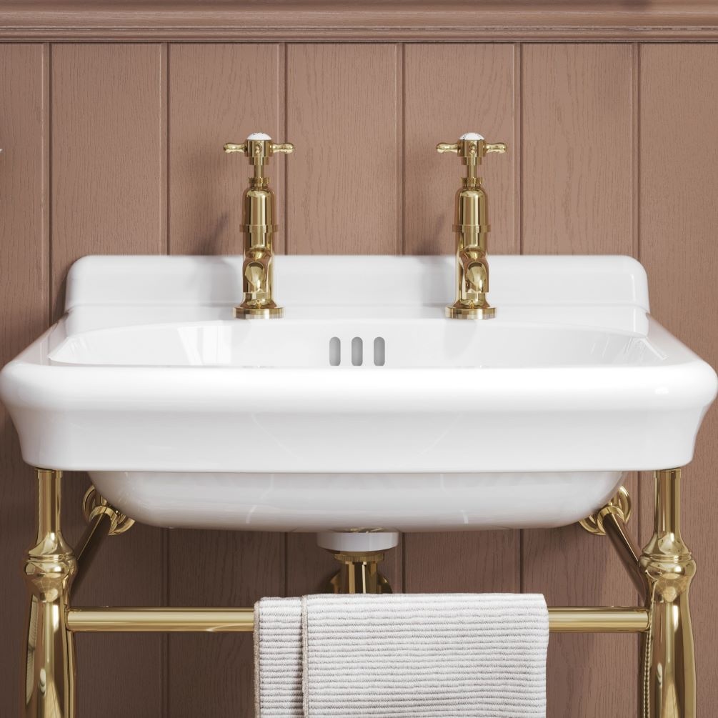 Burlington Guild Gold Basin Pillar Tap | Sanctuary Bathrooms