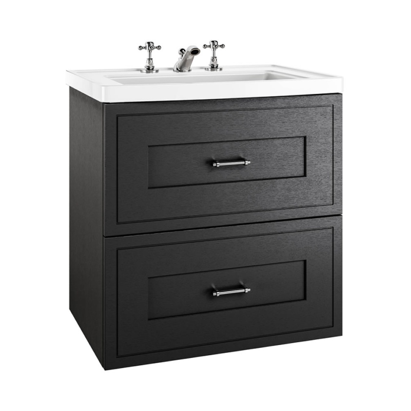 Imperial Fradley Matt Black 685mm Wall Hung Vanity Unit & Radcliffe ...