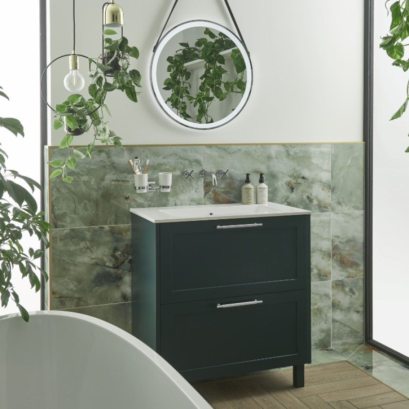 Heritage Lynton 800mm Classic Green Freestanding Vanity Unit - Image 1