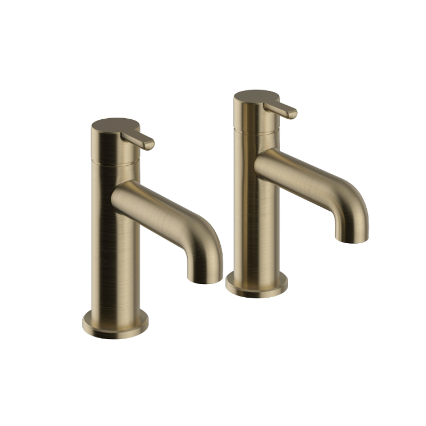 Heritage Dartmouth Brushed Brass Basin Pillar Taps