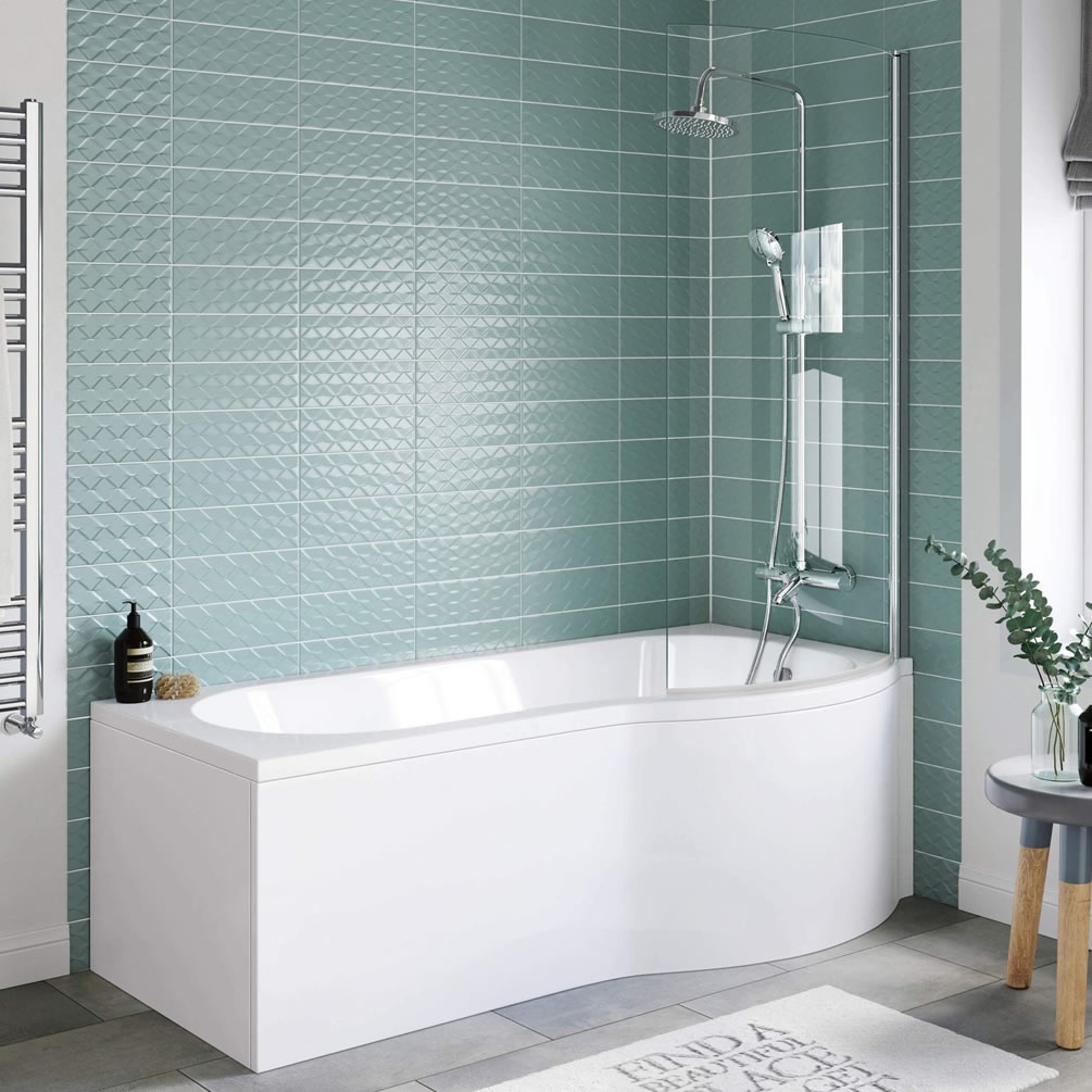 Eastbrook Beaufort Portland 1700 x 850mm P Shape Shower Bath ...