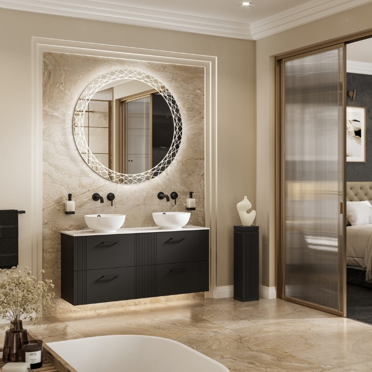 HIB Bellus Ornate Round LED Bathroom Mirror | Sanctuary Bathrooms