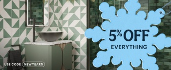 imageof a vanity unit with blue snowflake and text saying 5% off everything with code NEWYEAR5