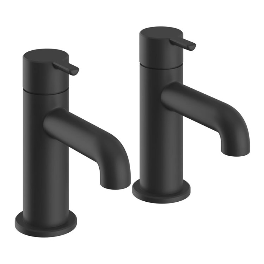 Heritage Dartmouth Matt Black Bath Pillar Taps