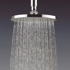 image of a crosswater central shower head with water falling in rainfall style