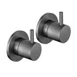 Product Cut out image of the JTP Vos Brushed Black Wall Valves with Designer Knurled Handles