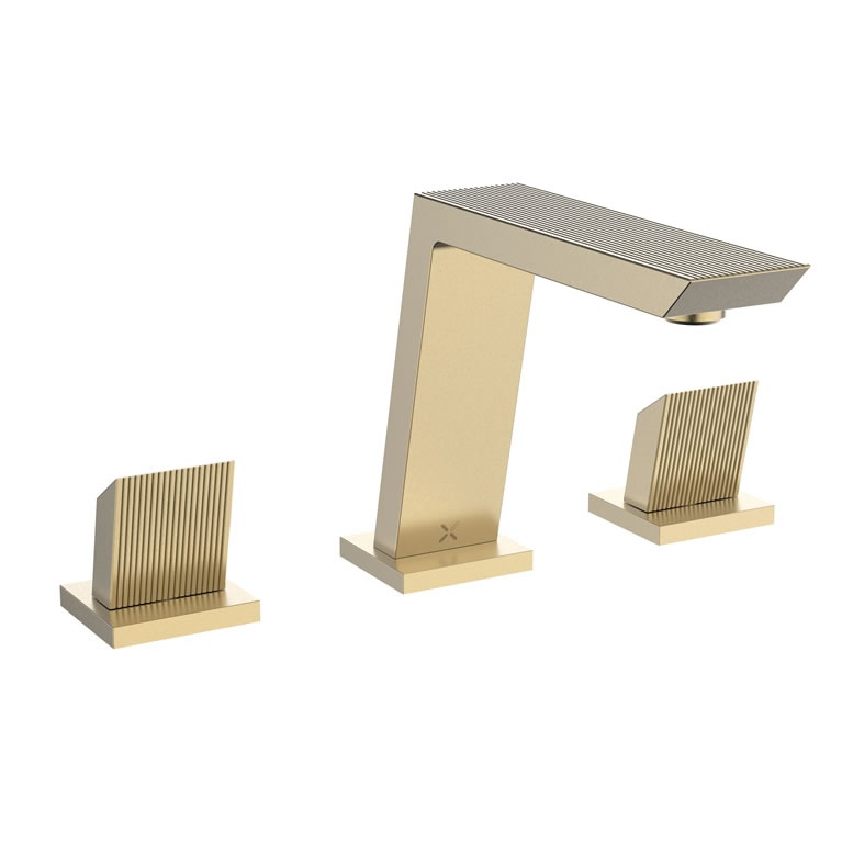 Crosswater Limit Brushed Brass Deck Mounted Basin 3 Hole Set LI135DNF Sanctuary Bathrooms